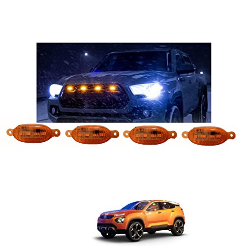 PRIKNIK LED Grille Lights Amber Yellow Grill Led with Fuse Adapter Wiring Harness Kit (4PCS, Amber Shell with Amber Light) Compatible with H5X - Image 3