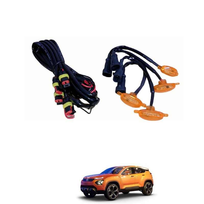 PRIKNIK LED Grille Lights Amber Yellow Grill Led with Fuse Adapter Wiring Harness Kit (4PCS, Amber Shell with Amber Light) Compatible with H5X - Image 5