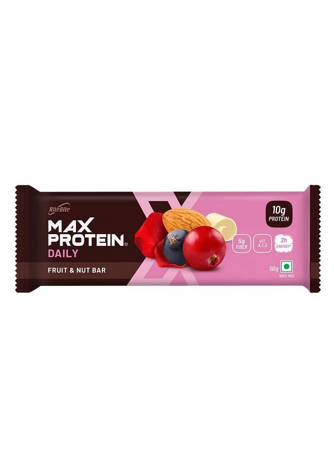 RiteBite Max Protein Daily Fruit & Nut 10G Protein Bars [Pack Of 6] Protein Blend, Fiber, Vitamins A,C,E, No Preservatives, 100% Veg, For Energy, Fitness & Immunity - 300G  - Image 3