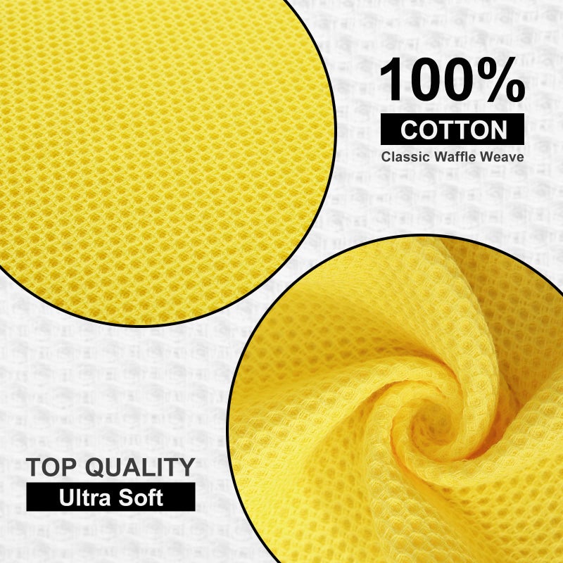 Kitinjoy 100% Cotton Kitchen Dish Cloths  6 Pack Waffle Weave Ultra Soft Absorbent Dish Towels for Drying Dishes Quick Drying Kitchen Towels Dish Rags  12 X 12 Inches  Yellow - Image 2