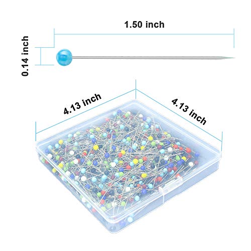 Sunenlyst 500PCS Sewing Pins for Fabric, Straight Pins with Colored Ball Glass Heads Long 1.5inch, Quilting Pins for Dressmaker, Jewelry DIY Decoration, Craft and Sewing Project by Sunenlyst - Image 2