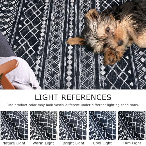 KUTA Moroccan Washable Hallway Runner Rug, 2x6 Non-Slip Vintage Black Boho Rugs Kitchen Runners Ultra Soft Distressed Geometric Floor Carpet for Bedroom Laundry Living Room - Image 4