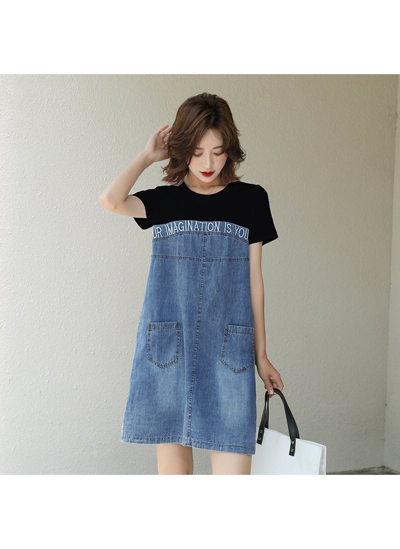 Generic CasualDress Womens Summer 2024 New Style Denim Dress Slimming Elegant Loose-Fit Medium Length Dress White  - Image 1