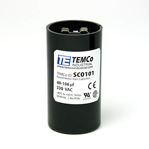 TEMCo Industrial TEMCo 88-106 uF MFD CD60 Start Capacitor 330V AC Round | 50/60 Hz Motor Start Capacitor for HVAC, Compressor, Pump - Image 2