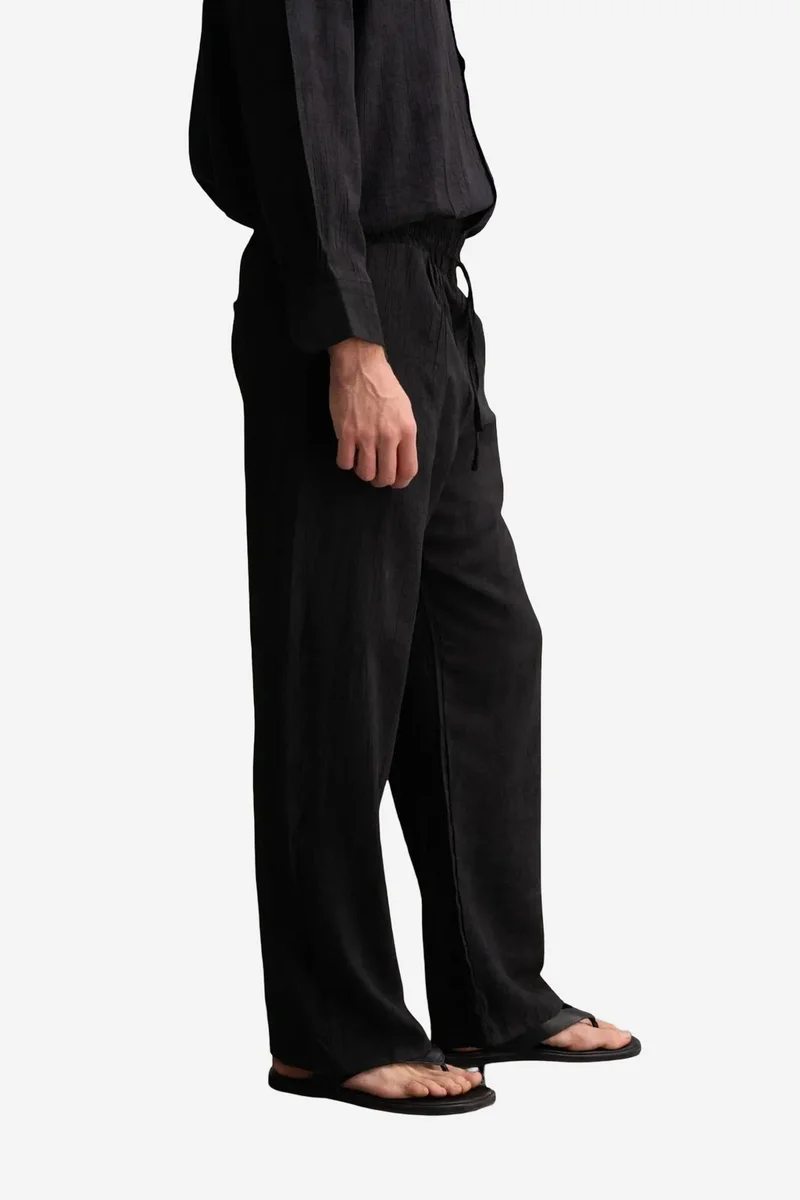 Giesto Black GIESTO Straight Leg Pants with Drawstring Waist for Men | Best Price UAE