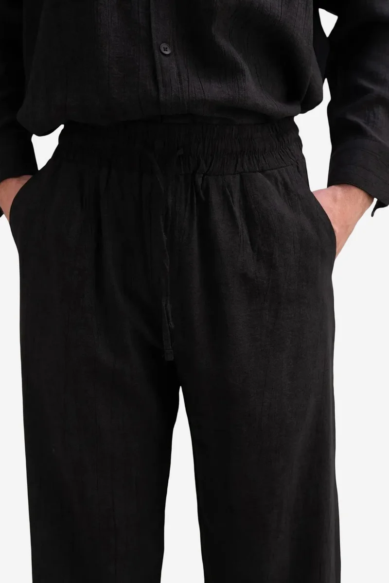 Giesto Black GIESTO Straight Leg Pants with Drawstring Waist for Men | Best Price UAE