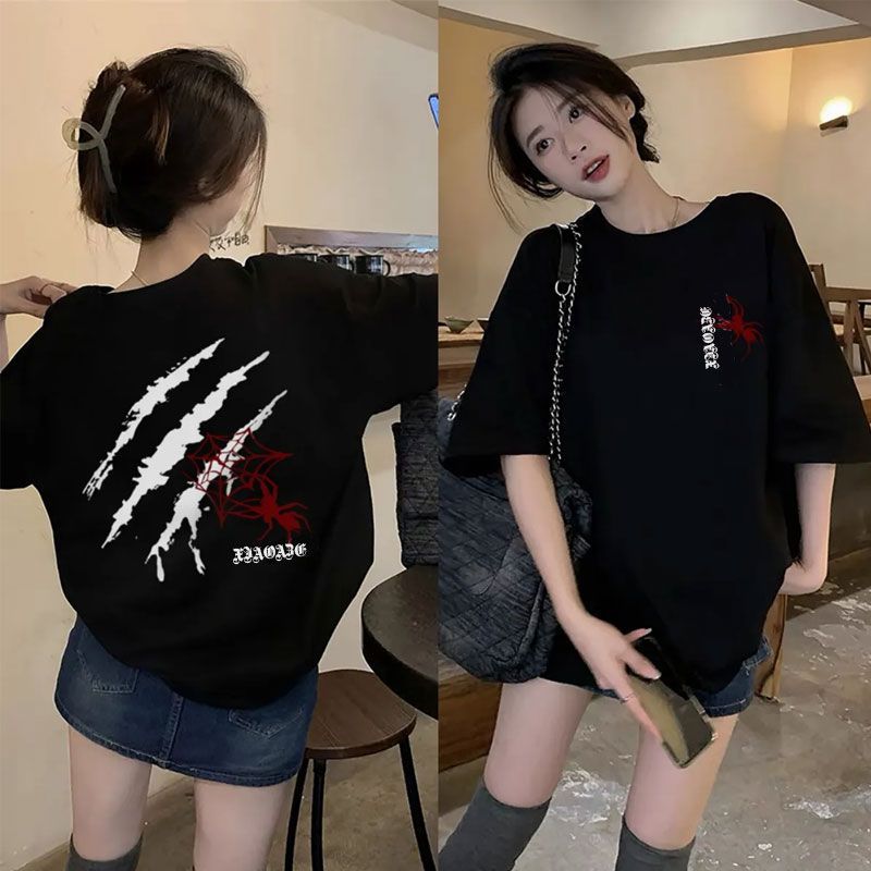 260G New American Niche Spider Design Cotton Short Sleeve T-Shirt Men'S And Women'S Stylish Loose All-Match Top Half Sleeve - Image 3