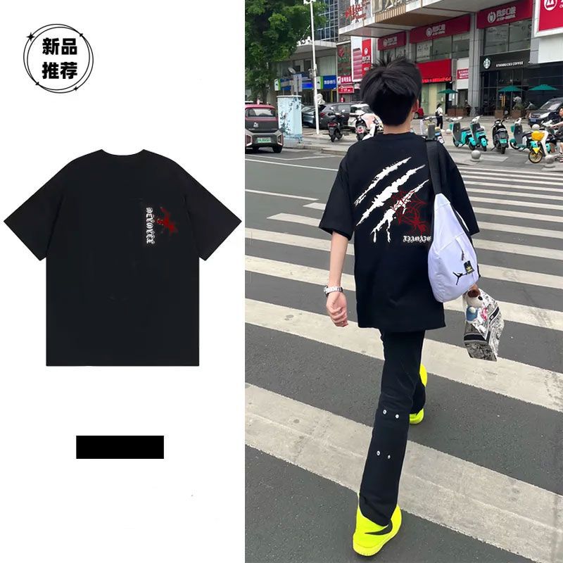 260G New American Niche Spider Design Cotton Short Sleeve T-Shirt Men'S And Women'S Stylish Loose All-Match Top Half Sleeve - Image 1