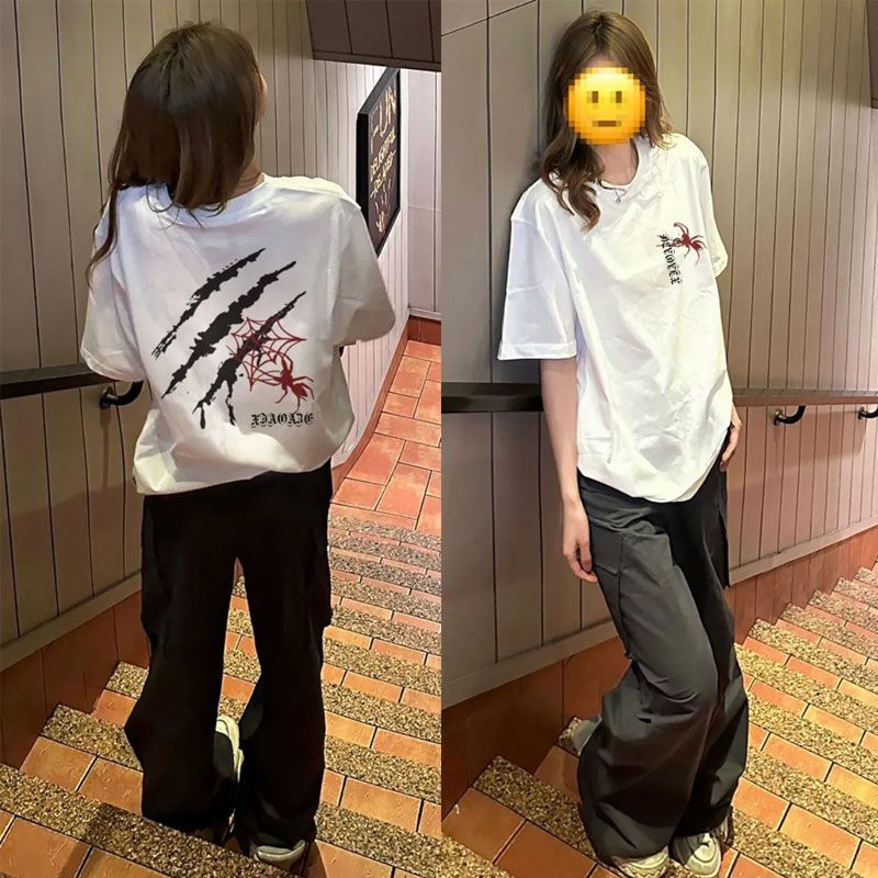 260G New American Niche Spider Design Cotton Short Sleeve T-Shirt Men'S And Women'S Stylish Loose All-Match Top Half Sleeve - Image 4
