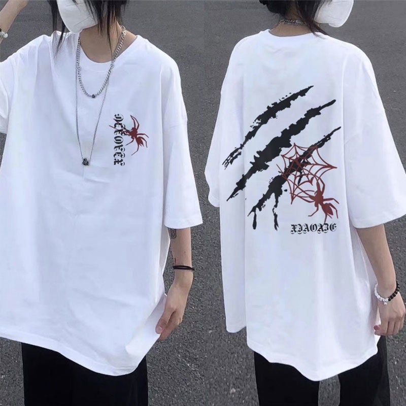 260G New American Niche Spider Design Cotton Short Sleeve T-Shirt Men'S And Women'S Stylish Loose All-Match Top Half Sleeve - Image 5