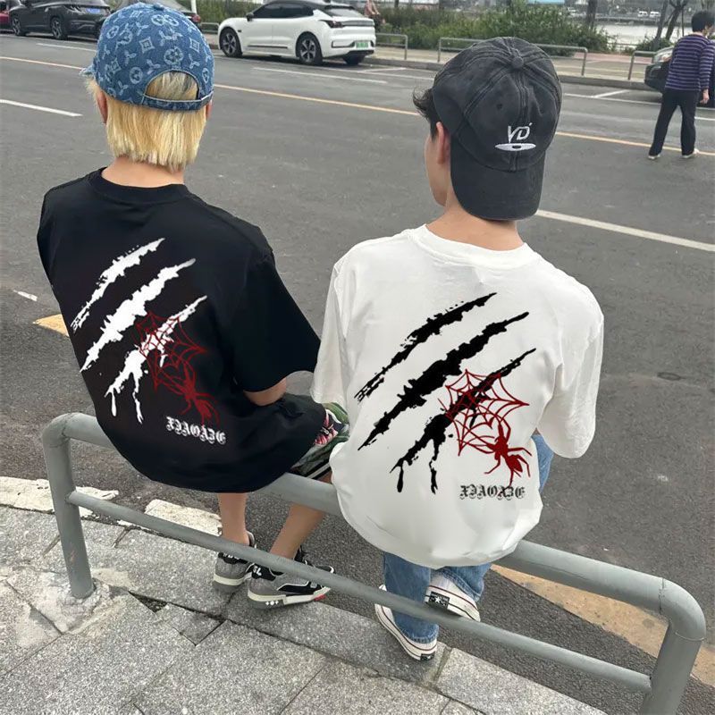 260G New American Niche Spider Design Cotton Short Sleeve T-Shirt Men'S And Women'S Stylish Loose All-Match Top Half Sleeve - Image 2