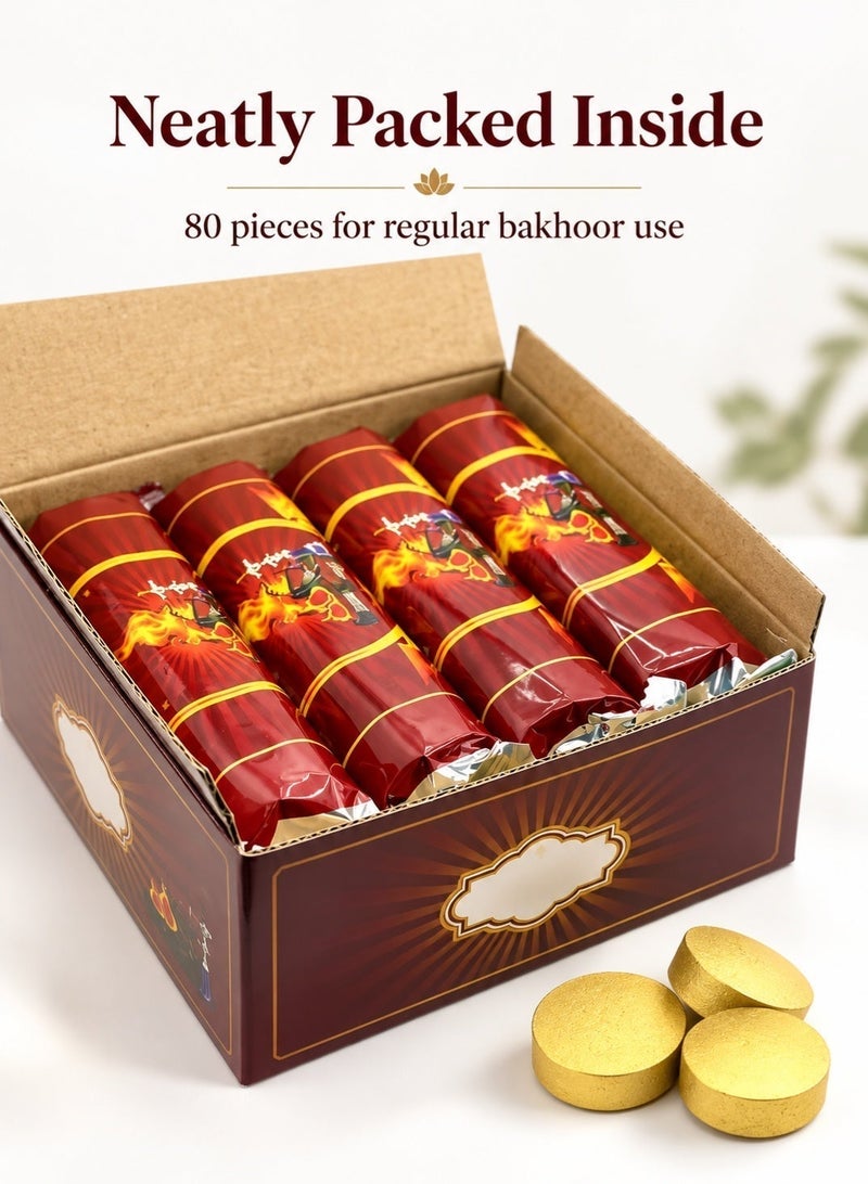 Rich Life 80-Piece Bakhoor Charcoal Quick Ignite and Long Lasting Incence Charcoal tablets (33mm) | Fast-Lighting Natural Coals for Incense Burners, charcoal burner bakhoor coal  charcoal for bakhoor - Image 2