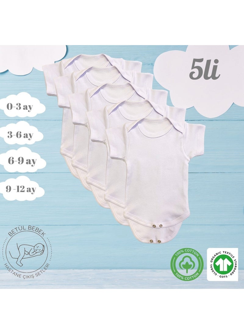 Betül Bebek Betul Baby 5-Pack Organic Cotton Baby Bodysuit with Snaps  - Image 3