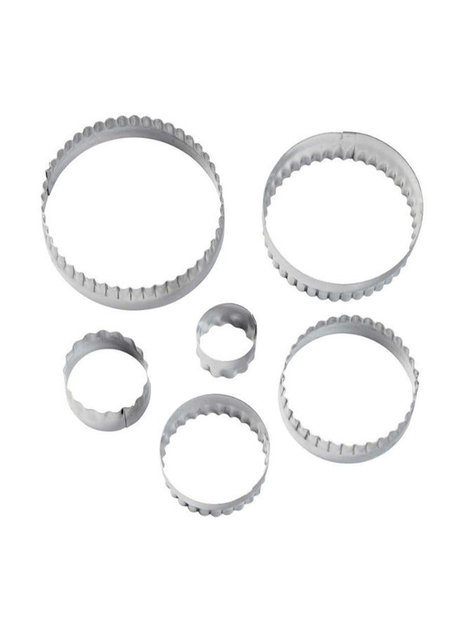 Lace Round Stainless Steel Cutting Die 6-Piece Set of Wavy Tooth Pattern Mousse Circle Biscuit Mantou Vegetable Fruit Mold - Image 1