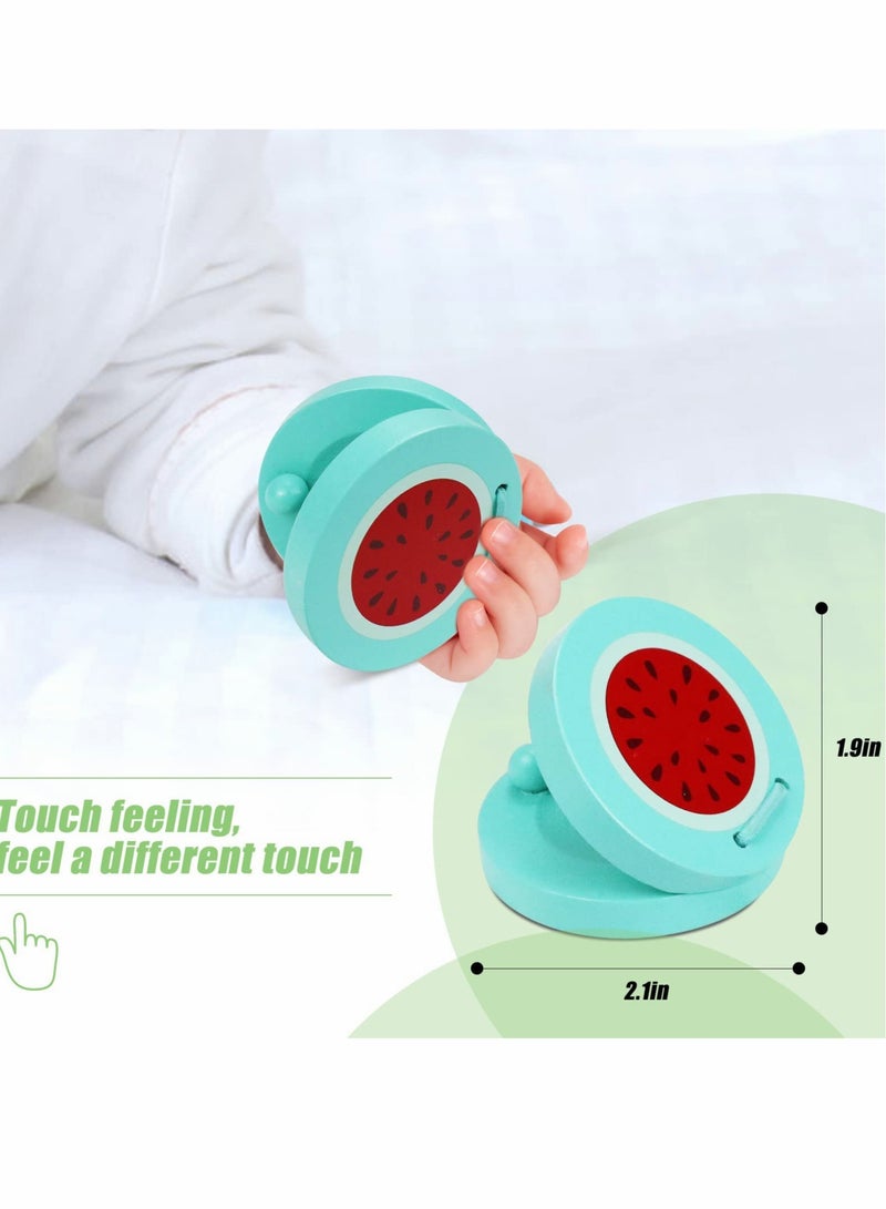 Wooden Fruit Castanets Musical Toys for Kids, Montessori Instruments for Toddlers 1-3, Educational Percussion Gifts for Ages 3-5, Set of 4 - Image 4