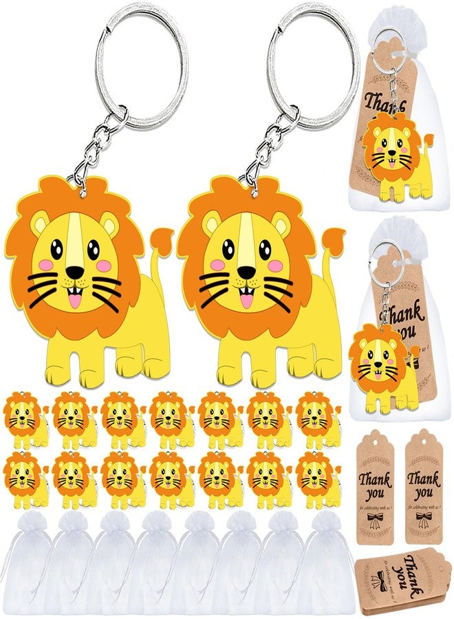 Elecrainbow 60 Pack Lion Party Favors Include 20 Lion Keychains, 20 Thank You Tags, 20 Gift Bags for Safari Party, Jungle Baby Shower, Zoo Animal Themed Kids Birthday, Wild ONE First Birthday - Image 1
