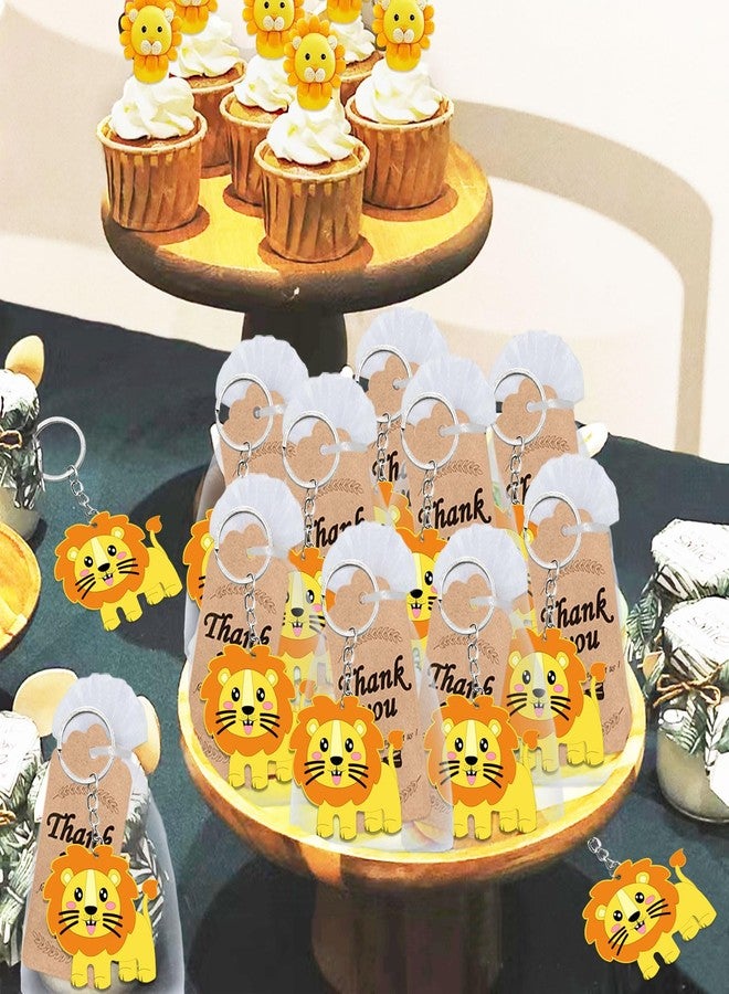 Elecrainbow 60 Pack Lion Party Favors Include 20 Lion Keychains, 20 Thank You Tags, 20 Gift Bags for Safari Party, Jungle Baby Shower, Zoo Animal Themed Kids Birthday, Wild ONE First Birthday - Image 4