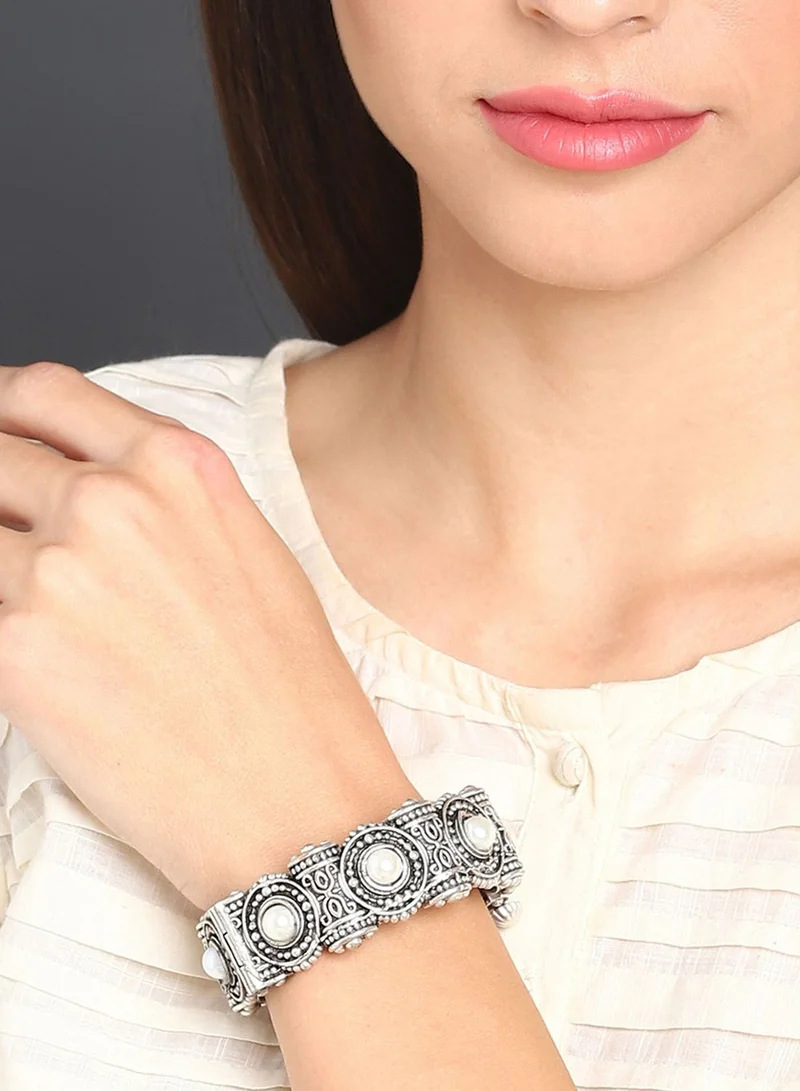 SOHI Silver-Plated Kada Bracelet