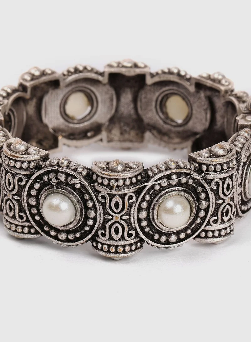 SOHI Silver-Plated Kada Bracelet