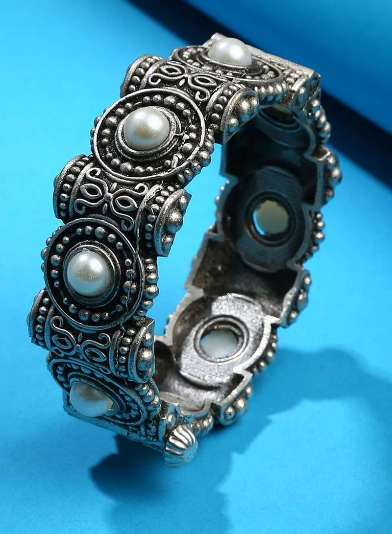 SOHI Silver-Plated Kada Bracelet