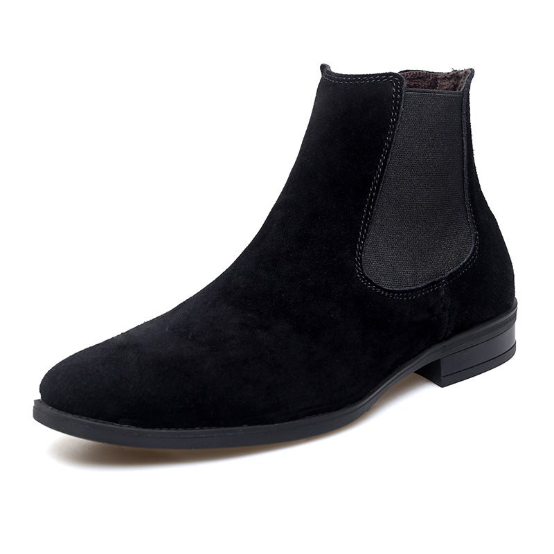 Men'S And Women'S Leather Boots, Pointed-Toe Boots, Large Size Couple'S Chelsea Boots, High-Top Martin Boots, Suede Genuine Leather Men'S Leather Boots - Image 1