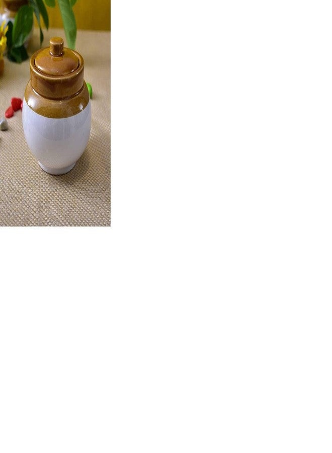 SHRIYAM CRAFTS Ceramic Handmade Pickle Jar Set With Lid, Dining Table Pickles Containers And An Ideal Gift For Family (Lota Jar 200Ml Pack Of 1), Blue - Image 2