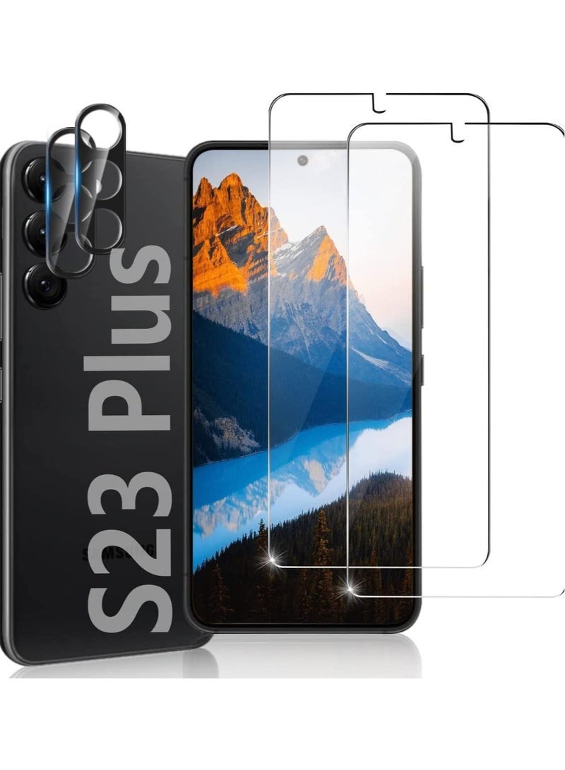 Gravity [2+2 Pack] S23 Plus Glass Screen Protector, HD Clear 9H Tempered Glass Scratch Resistant, Fingerprint Unlock, 3D Curved, Bubble-Free - Image 1
