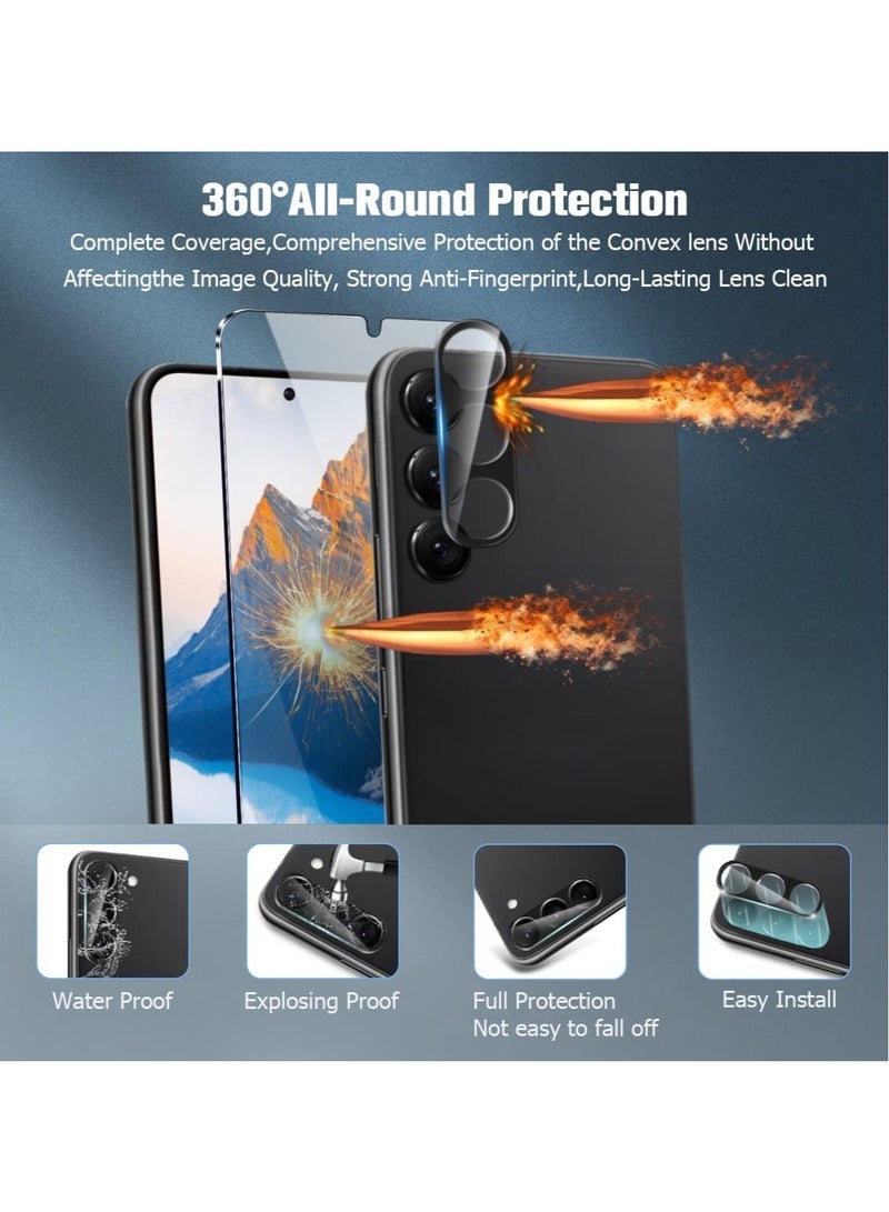 Gravity [2+2 Pack] S23 Plus Glass Screen Protector, HD Clear 9H Tempered Glass Scratch Resistant, Fingerprint Unlock, 3D Curved, Bubble-Free - Image 4