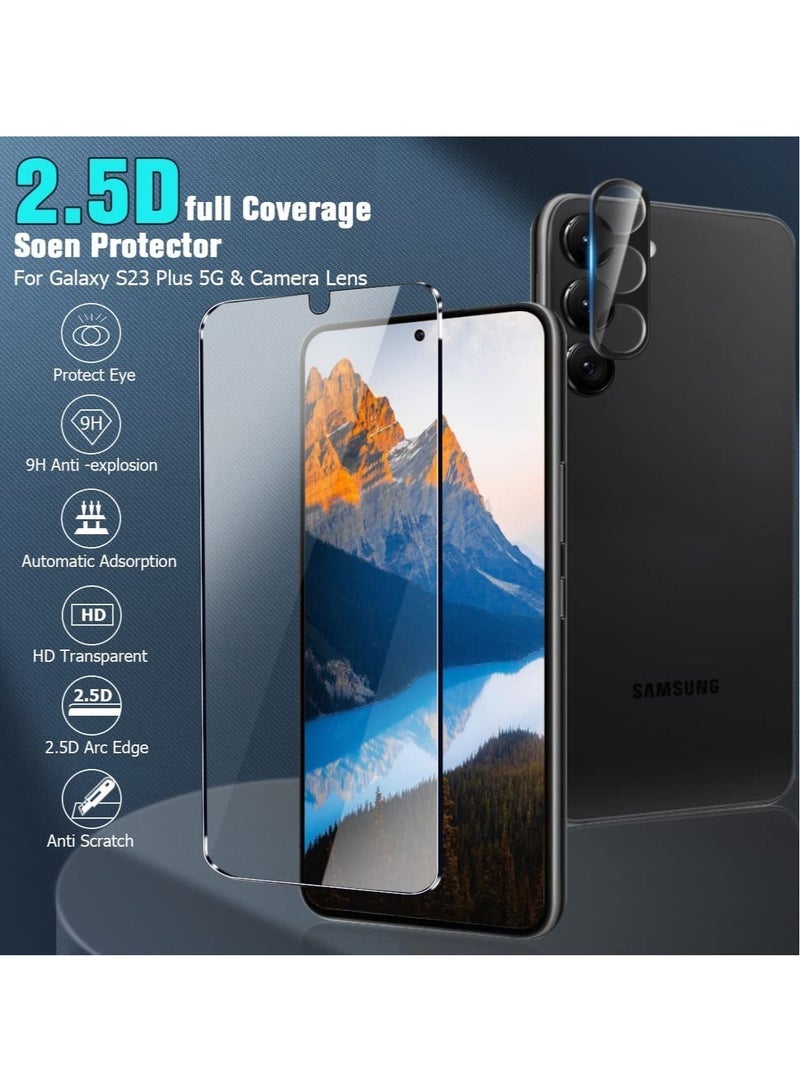 Gravity [2+2 Pack] S23 Plus Glass Screen Protector, HD Clear 9H Tempered Glass Scratch Resistant, Fingerprint Unlock, 3D Curved, Bubble-Free - Image 2
