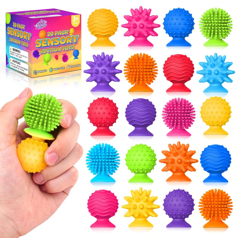 SMALL FISH Sensory Fidget Toys Kids Adults 20 Pack Textured Suction Cup Sensory Toys for Kids with Autism Bulk Fidgets for Students Classroom PrizeSquishy Bath Calm Down Corner Supplies for Boys Girls Gifts - Image 3