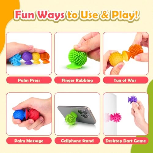 SMALL FISH Sensory Fidget Toys Kids Adults 20 Pack Textured Suction Cup Sensory Toys for Kids with Autism Bulk Fidgets for Students Classroom PrizeSquishy Bath Calm Down Corner Supplies for Boys Girls Gifts - Image 5