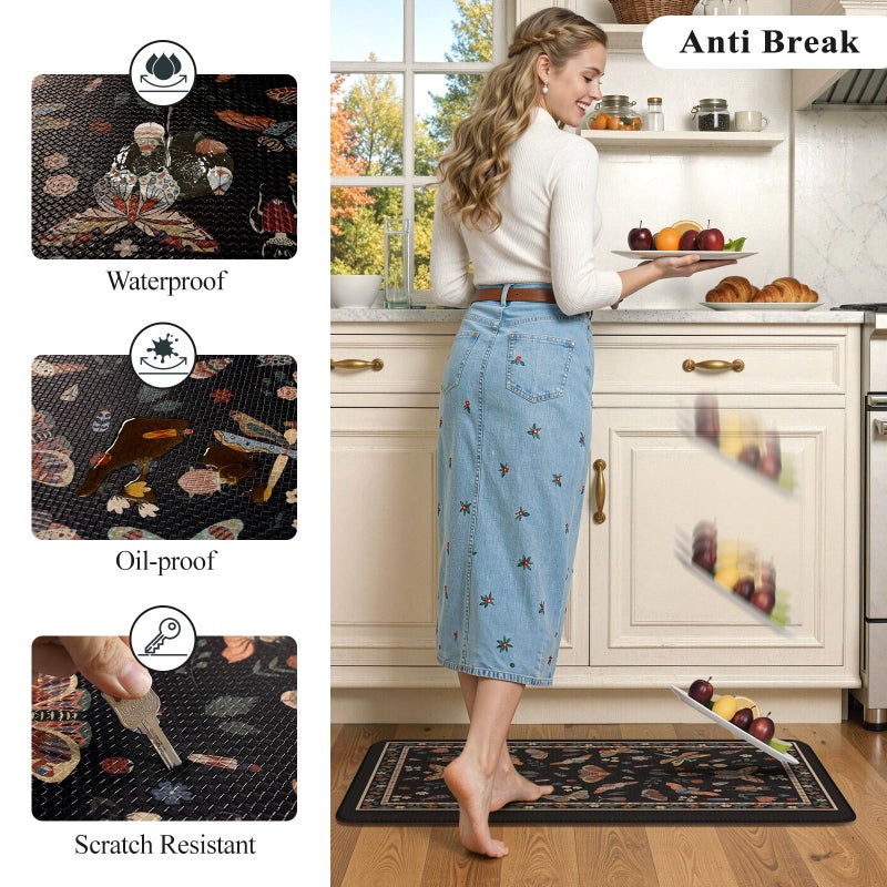 LEEVAN Anti Fatigue Mats for Kitchen Floor Non-Slip, Cushioned Kitchen Mats for Floor 2 Piece, Black Memory Foam Kitchen Mat Set, Waterproof Ergonomic Standing Mat for Bar, Office,Desk, Laundry - Image 3