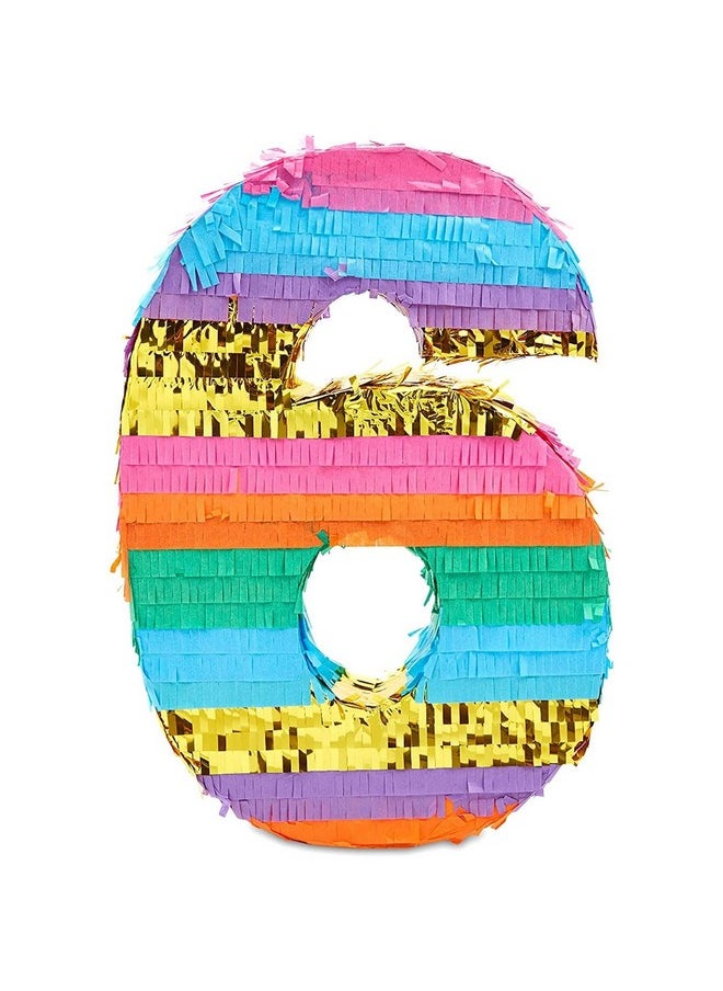 Blue Panda Rainbow Number 6 Pinata For 6Th Birthday Party Supplies Fiesta Anniversary Celebration (Small 16.5 X 11 X 3 In)  - Image 4
