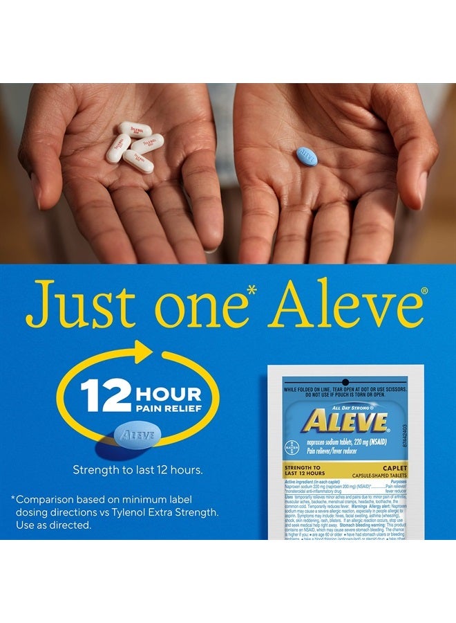 Aleve مسكن للألم وخافض للحرارة نابروكسين صوديوم أقراص، تخفيف آلام الجسم، تخفيف آلام التهاب المفاصل، دواء للألم للبالغين والأطفال من عمر 12 عامًا وما فوق، 60 كيس فردي - Image 3
