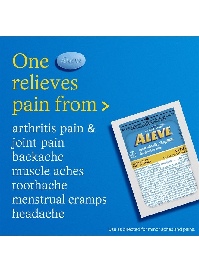 Aleve مسكن للألم وخافض للحرارة نابروكسين صوديوم أقراص، تخفيف آلام الجسم، تخفيف آلام التهاب المفاصل، دواء للألم للبالغين والأطفال من عمر 12 عامًا وما فوق، 60 كيس فردي - Image 2