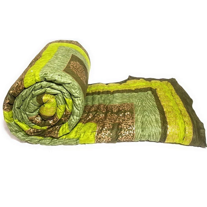 TRADITIONAL FAMOUS JAIPURI BEAUTIFUL FLORAL PRINT IN MULTI GREEN JAIPURI RAJAIRAZAIQUILT SINGLESINGLE BED QUILTCOMFORTERAC QUILTAC COMFORTER