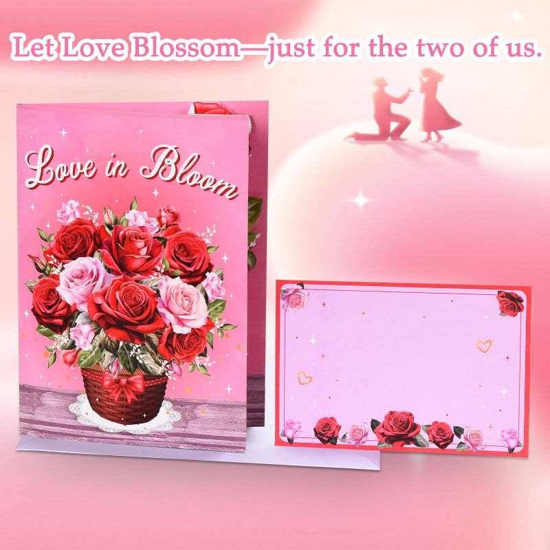 Venhoo Pop Up Valentines Day Card, 3D Musical Rose Flower Anniversary Cards with Lights, Romantic Popup Love Greeting Card for Her Him Couples Wife Girlfriend Husband Boyfriend - Image 4