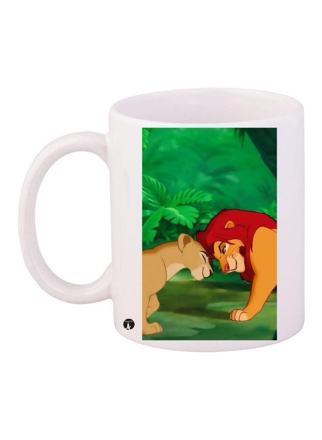 RYN The Lion King Printed Coffee Mug White/Green/Red 11ounce