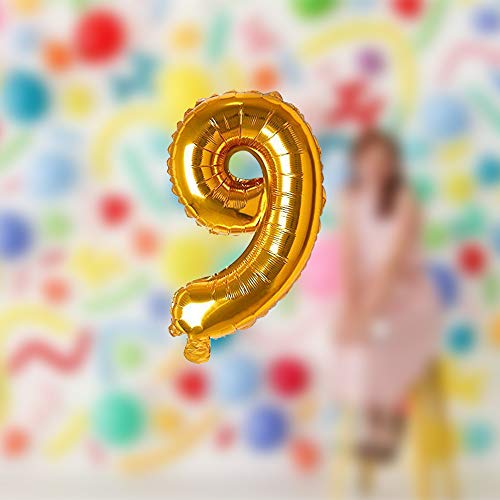 AMFIN® 17 inch 9 Number Foil Balloon, Birthday Decoration Items [Helium Supported] - Gold - Image 2