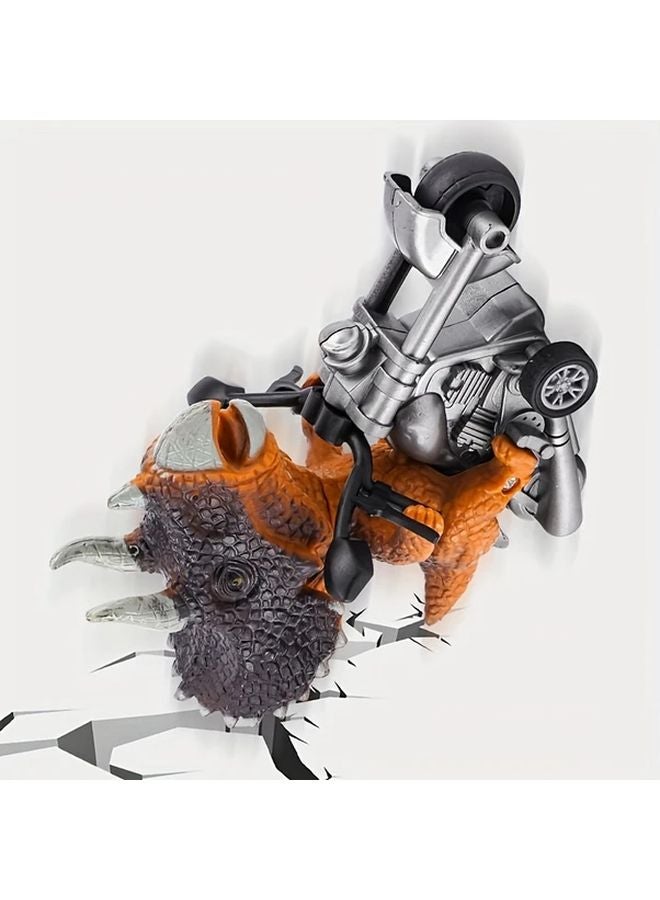 ديناصور تيرانوصور بني دراجة نارية لعبة واقعية بالقصور الذاتي تعمل بالدفع من راتنج ABS - Image 5