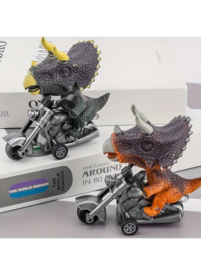 ديناصور تيرانوصور بني دراجة نارية لعبة واقعية بالقصور الذاتي تعمل بالدفع من راتنج ABS - Image 4