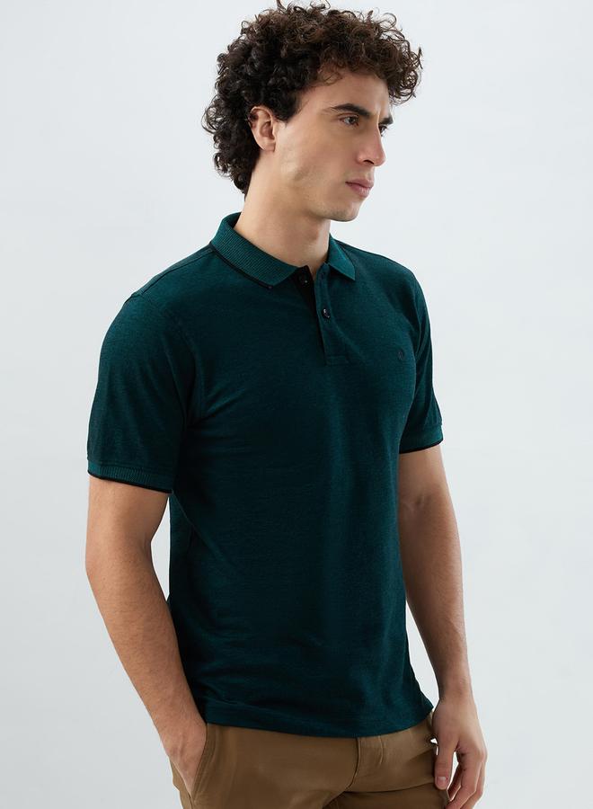 Raymond Dark Green Slim Fit Cotton Polo - Image 2