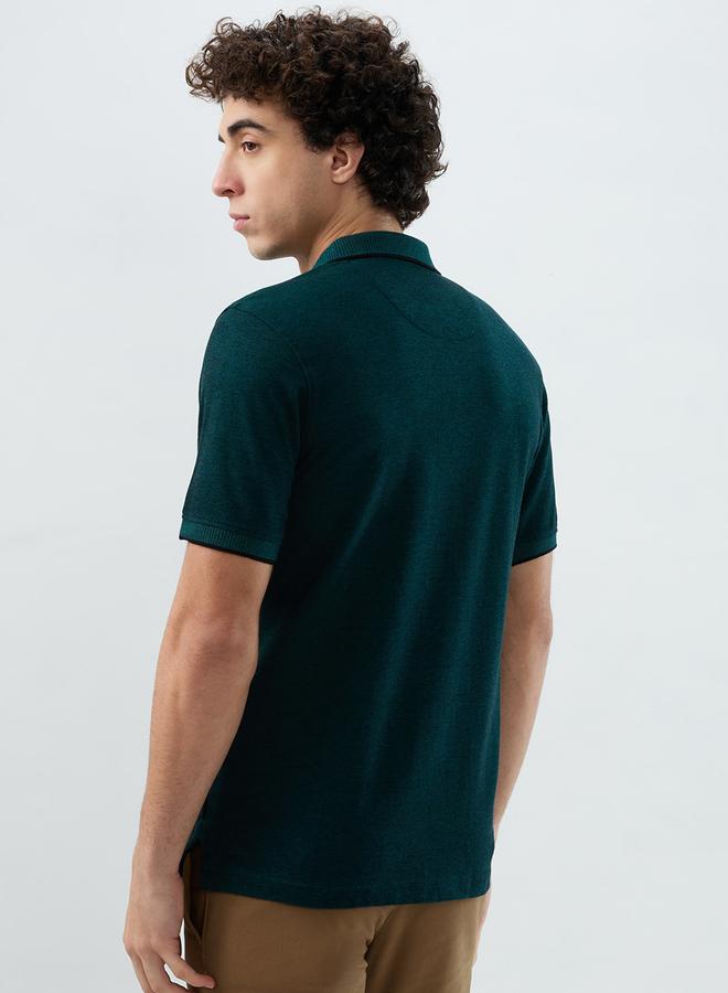 Raymond Dark Green Slim Fit Cotton Polo - Image 4