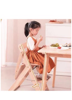 Arabest Adjustable Wooden High Chair Baby Folding Dining Chair with Removable Tray Solution for Babies and Toddlers Dining Highchair 1-12 Years Old  - Image 2
