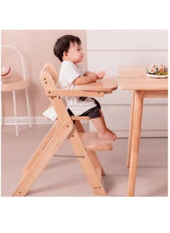 Arabest Adjustable Wooden High Chair Baby Folding Dining Chair with Removable Tray Solution for Babies and Toddlers Dining Highchair 1-12 Years Old  - Image 3
