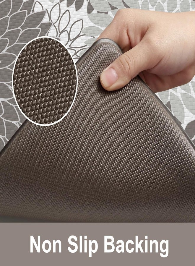 Collive Anti Fatigue Kitchen Mat 2PCS,Boho Floral Kitchen Rugs Non Slip Rubber Backing, Waterproof Farmhouse Kitchen Mat for Floor,Cushioned Standing Mat for Office,Laundry,Sink,Desk,Grey - Image 4