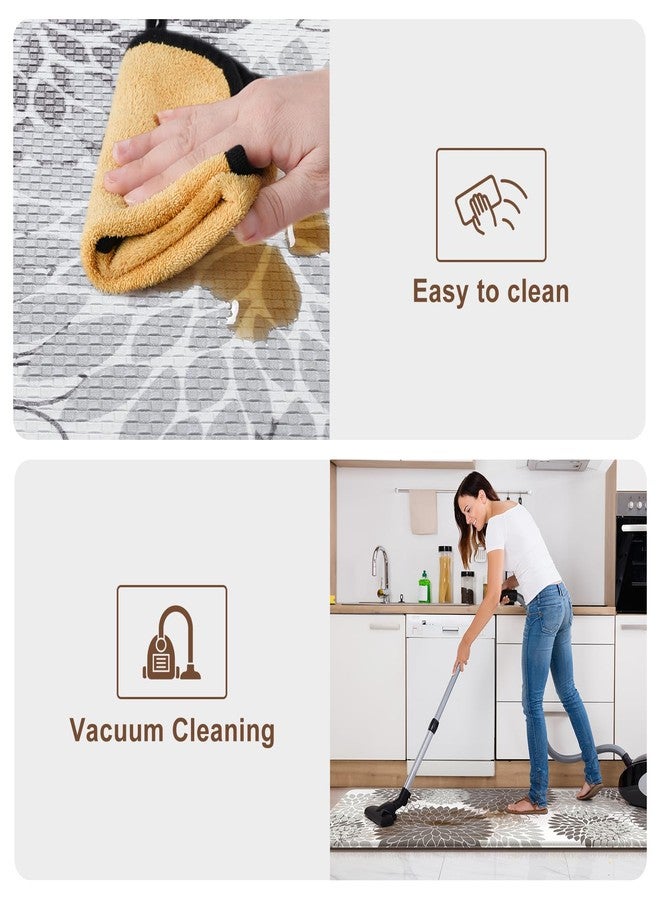 Collive Anti Fatigue Kitchen Mat 2PCS,Boho Floral Kitchen Rugs Non Slip Rubber Backing, Waterproof Farmhouse Kitchen Mat for Floor,Cushioned Standing Mat for Office,Laundry,Sink,Desk,Grey - Image 5
