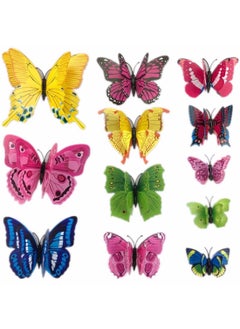 iDream iDream 12pcs 3D PVC Magnet Butterflies DIY Wall Stickers for Home Decoration, Removable, Waterproof, Colorful, Ideal for Living Room, Bedroom, Office and Party Decor (Double Layer Multicolour)  - Image 3