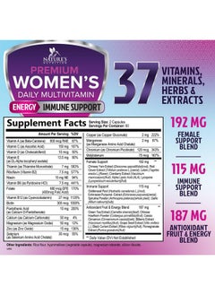 Nature's Nutrition Womens Vitamins Multivitamin - Daily Multi for Women with Vitamin A, C, D, E, B6, B12, Zinc & Calcium, Energy & Immune Support, Nature's Multivitamin for Women, Non-GMO & Gluten Free - 120 Capsules  - Image 2
