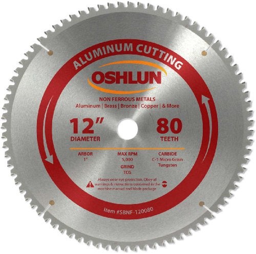 OSHLUN شفرة منشار أوشلون SBNF-120080 12 بوصة 80 سنًا TCG مع محور 1 بوصة للألمنيوم والمعادن غير الحديدية - Image 2